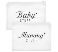 Giantree 2Pcs Mum to Be Gifts, Baby Shower Pregnancy Gifts, Mum to be Canvas Pouch Cosmetic Bag with Zipper, White Cosmetic Bag Gift for Her, Bags Mummy to Be Wish Bracelet Gifts for Pregnant Women