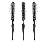 Giantree 3Pcs Wig Brush, Wig Brushes for Synthetic Hair, Stainless Steel 3 Row Wig Wire Brush Black Edge Brush, Curl Defining Brushs Travel Size for Synthetic Wigs Detangling, Barber, Beginner(3Pcs)