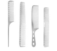 Giantree 4Pcs Metal Comb, Barber Comb Metal Comb for Men, Flat Iron Comb, Aluminum Dressing Comb Professional Barber Types, Combs for Man and Woman Hairdressing Heat Resistant Barber Comb (Silver)