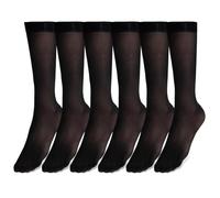 Giantree 6 Pairs Black Stocking Socks, Nylon Socks for Women, Tight Sheer Socks Ultra Thin Cool See Through Calf High Silk Socks, High Elasticity Leggs Knee Highs Sheer Ankle Socks Women(Black)