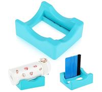 Giantree Silicone Cup Holder with Built-in Slot, Cup Cradle for Crafting Use to Apply Vinyl Decal Small Tumbler Stand Cup Holder with Felt Edge Squeegee Suit for Glass Cups Bottles Mugs(Lake Blue)