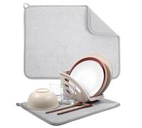 Giantree Small Microfiber Dish Drying Mat, Absorbent Dish Drainer Mats for Kitchen Counter, 15.74 x 11.8 Inch Microfiber Dishes Drying Pad Countertops Sinks Draining Racks(Gray)