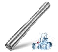 Giantree Stainless Steel Cocktail Muddler, Professional Drink Muddler Fruit Ice Crusher Bar Stick Mojito Muddler Old Fashioned Cocktail Muddler for Mint Fruit Based Drink Bartender Tool