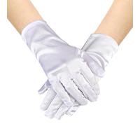 Giantree Womens Short Satin Gloves, White Women's Gown Gloves