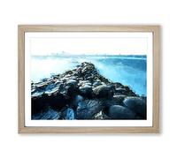 Giants Causeway In Bushmills In Abstract Modern Art Framed Print | A2 Oak Framed Wall Art | Ready to Hang | Abstract Fantasy Picture | Living Room Bedroom Lounge Office