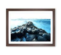 Giants Causeway In Bushmills In Abstract Modern Art Framed Print | A2 Walnut Framed Wall Art | Ready to Hang | Abstract Fantasy Picture | Living Room Bedroom Lounge Office