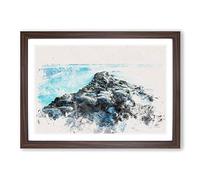 Giants Causeway in Bushmills Watercolour Framed Print | A2 Walnut Framed Wall Art | Ready to Hang | Modern Historical Picture | Living Room Bedroom Lounge Office