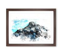 Giants Causeway In Bushmills Watercolour Modern Framed Print | A2 Walnut Framed Wall Art | Ready to Hang | Modern Historical Picture | Living Room Bedroom Lounge Office