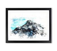 Giants Causeway In Bushmills Watercolour Modern Framed Print | A3 Black Framed Wall Art | Ready to Hang | Modern Historical Picture | Living Room Bedroom Lounge Office