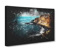 Giant's Causeway Northern Ireland Paint Splash Canvas Print | Gallery Wrapped 30mm Frame Wall Art | 20x14 inches | Ready to Hang | Modern Picture | Living Room Bedroom Lounge Office