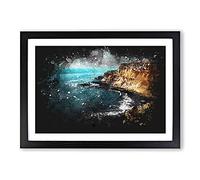 Giant's Causeway Northern Ireland Paint Splash Framed Print | A2 Black Framed Wall Art | Ready to Hang | Modern Nature Picture | Living Room Bedroom Lounge Office