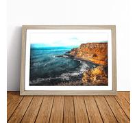 Giant's Causeway Northern Ireland Painting Framed Wall Art Print A4 Oak