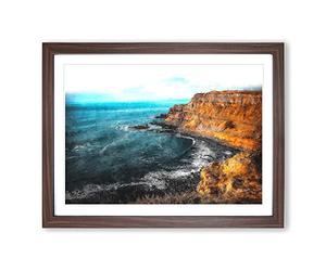 Giant's Causeway Northern Ireland Painting Modern Art Framed Print | A3 Walnut Framed Wall Art | Ready to Hang | Modern Historical Picture | Living Room Bedroom Lounge Office