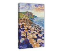 Giants Causeway Watercolor Poster Wall Art Giants Causeway Wall Hanging Home Décor Gift Art Lovers United Kingdom Frame 16x24inch