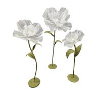Giants Flowers Decorations 3-piece Set Enlarged Double-layer Silk Flower Handmade with Flexible Stem and Base 3D Decorative Flowers for Reception Wedding Banquet Ceremony Party(White)