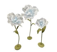 Giants Flowers Decorations 3-piece Set Enlarged Double-layer Silk Flower Handmade with Flexible Stem and Base 3D Decorative Flowers for Reception Wedding Banquet Ceremony Party(Blue)