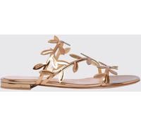GIANVITO ROSSI Flavia Flat Mule Sandals in Gold Patent Leather - Size: 36 - female