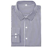 GIANZEN Grade 4 Wrinkle-Resistant Long Sleeve Striped Button-Down Shirt for Men Mens Dress Shirts, 00115-dark Blue, XL Tall