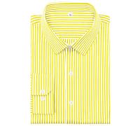 GIANZEN Grade 4 Wrinkle-Resistant Long Sleeve Striped Button-Down Shirt for Men Mens Dress Shirts, 00115-lemon Yellow, XL