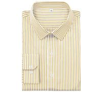 GIANZEN Grade 4 Wrinkle-Resistant Long Sleeve Striped Button-Down Shirt for Men Mens Dress Shirts, 00115-khaki, XXXXL