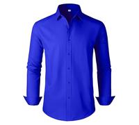 GIANZEN Men's Dress Shirts Regular Fit Solid Long Sleeve Formal Shirt Business Casual Button Down Shirts, 00097_royal Blue, Large