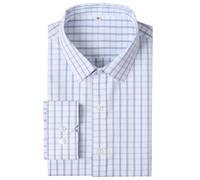 GIANZEN Mens Grade 4 Wrinkle-Resistant Plaid Button-Down Cotton Long Sleeve Regular Fit Gingham Dress Shirts, C7_05_white and Blue, XXXXL