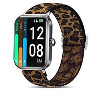 Giaogor Bracelet Compatible with ID206, Adjustable Fabric Bracelets, Soft and Stretchy Elastic Replacement Strap for ID206 Smartwatch leopard