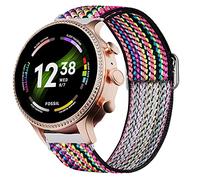 Giaogor Compatible for Fossil Gen 6 Band, Stretch Elastics Nylon Adjustable Replacement Strap Accessories Compatible for Fossil Gen 6 42mm / 44mm Smartwatch (Boho Rainbow, 42mm case Women)