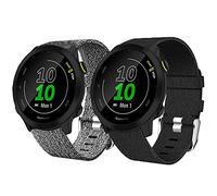 Giaogor Compatible for Garmin Forerunner 55 Band, Breathable Nylon Woven Fabric Replacement Accessory Strap Compatible for Garmin Forerunner 55 / Approach S42 / Approach S12 (2 pack-Black+Gray)