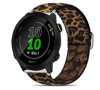 Giaogor Compatible for Garmin Forerunner 55 Band, Stretch Elastics Nylon Adjustable Replacement Strap Accessories Compatible for Garmin Forerunner 55 / Approach S42 / Approach S12 (Leopard)