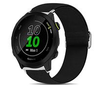 Giaogor Compatible for Garmin Forerunner 55 Band, Stretch Elastics Nylon Adjustable Replacement Strap Accessories Compatible for Garmin Forerunner 55 / Approach S42 / Approach S12 (Black)