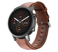 Giaogor Compatible for Ticwatch E3 Band, Soft Classic Genuine Leather Replacement Strap Watchband Compatible for Ticwatch E3 Smart Watch (Brown)