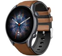 Giaogor Compatible with Amazfit GTR 3 Pro Band, Lamshaw Leather Silicone Breathable Replacement Smartwatch Strap Wristband Compatible for Amazfit GTR 2 / GTR 3 / GTR 3 Pro Smartwatch (Brown)