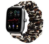 Giaogor Fabric Elastic Scrunchie Elastic Women Cute Replacement Straps Compatible for Amazfit GTS 2 Mini/GTS 2 Smartwatch (Leopard print)