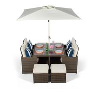 Giardino 4 Seater Rattan Cube Dining Set - 4 Seater - Ivory - Aluminium & Rattan