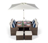 Giardino 4 Seater Rattan Cube Dining Set - 4 Seater - Ivory - Aluminium & Rattan
