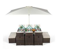 Giardino 6 Seater Rattan Cube Dining Set - 6 Seater - Ivory - Aluminium & Rattan