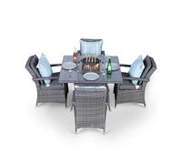 Giardino Arizona Fire Pit 4 Seater Square Rattan Dining Set - 1 - Grey