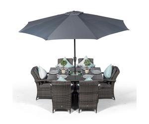 Giardino Arizona Rectangular 6 Seater Patio Dining Set with Ice Bucket Drinks Cooler - 6 Seater - Aluminium & Rattan