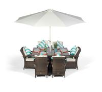 That's Furniture Arizona Rectangular 6 Seater Rattan Patio Dining Set - Brown