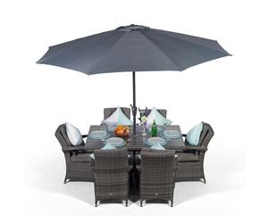 Giardino Arizona Rectangular 6 Seater Rattan Patio Dining Set - 1 - Grey
