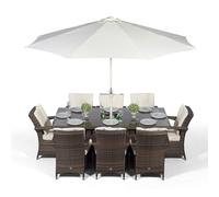 That's Furniture Arizona Rectangle 8 Seat Rattan Dining Set With Ice Bucket Drinks Cooler - Brown
