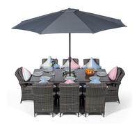 That's Furniture Arizona Rectangle 8 Seat Rattan Dining Set With Ice Bucket Drinks Cooler - Grey