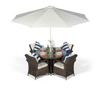 That's Furniture Arizona Round 4 Seater Rattan Patio Dining Set - Brown