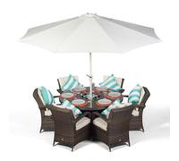 That's Furniture Arizona Round 6 Seater Patio Dining Set With Ice Bucket Drinks Cooler - Brown