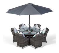 Giardino Arizona Round 6 Seater Patio Dining Set with Ice Bucket Drinks Cooler - 1 - Grey