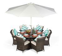 Giardino Arizona Round 6 Seater Rattan Patio Dining Set - 1 - Brown
