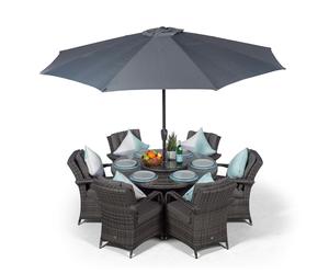 Giardino Arizona Round 6 Seater Rattan Patio Dining Set - 1 - Grey