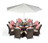 That's Furniture Arizona Round 8 Seater Rattan Patio Dining Set - Brown