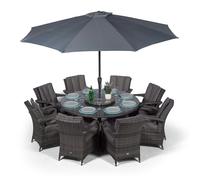 Giardino Arizona Round 8 Seater Rattan Patio Dining Set - 8 Seater - Aluminium & Rattan